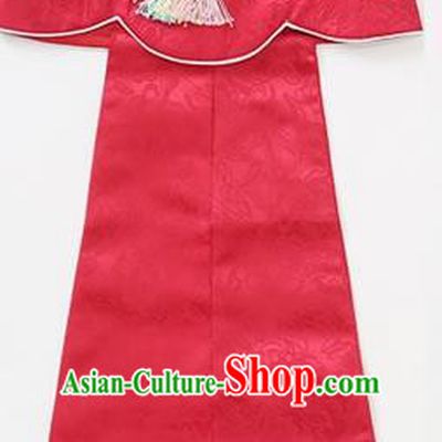 Traditional Korean Hair Accessories Embroidered Hat, Asian Korean Fashion Wedding Red Headband for Kids
