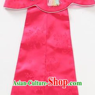 Traditional Korean Hair Accessories Embroidered Hat, Asian Korean Fashion Wedding Pink Headband for Kids