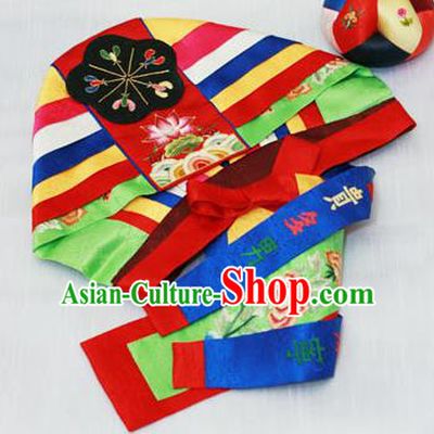 Traditional Korean Hair Accessories Embroidered Hat, Asian Korean Fashion Baby Princess Hats for Kids