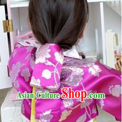 Traditional Korean Hair Accessories Embroidered Rosy Headband, Asian Korean Fashion Wedding Hair Ribbons Decorations for Kids
