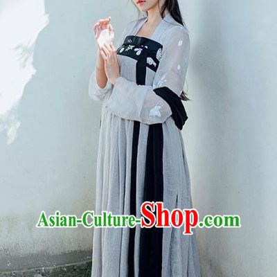 Asian China Tang Dynasty Young Lady Costume Complete Set, Traditional Ancient Chinese Palace Princess Hanfu Clothing for Women