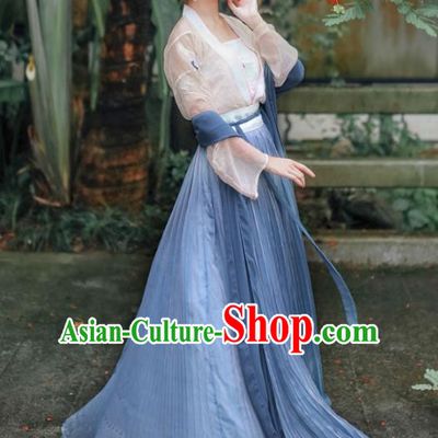Asian China Tang Dynasty Palace Lady Costume Complete Set, Traditional Ancient Chinese Imperial Concubine Hanfu Embroidered Clothing for Women