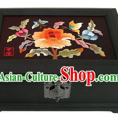 Traditional Korean Craft Hand Embroidery Cosmetic Container, Asian Korean Wedding Jewellery Case for Women