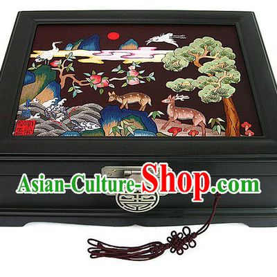 Traditional Korean Craft Hand Embroidery Cosmetic Container Dowry Box, Asian Korean Wedding Jewellery Case for Women