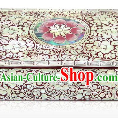Traditional Korean Craft Handmade Cosmetic Container Shell Dowry Box, Asian Korean Wedding Jewellery Case for Women