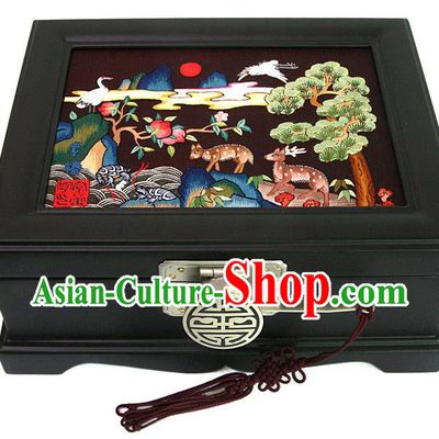 Traditional Korean Craft Handmade Embroidery Cosmetic Container, Asian Korean Wedding Jewellery Box for Women