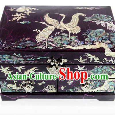 Traditional Korean Craft Handmade Purple Shell Cosmetic Container, Asian Korean Wedding Jewellery Box for Women
