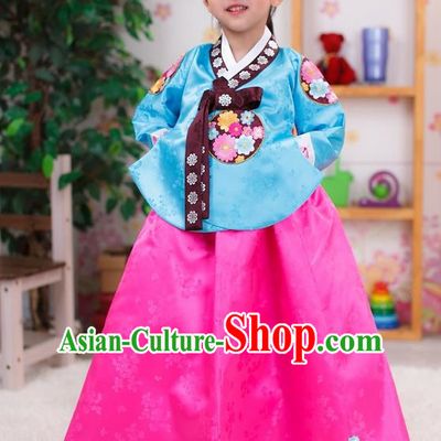 Traditional Korean Handmade Formal Occasions Embroidered Girls Wedding Costume, Asian Korean Apparel Palace Hanbok Pink Dress Clothing for Kids