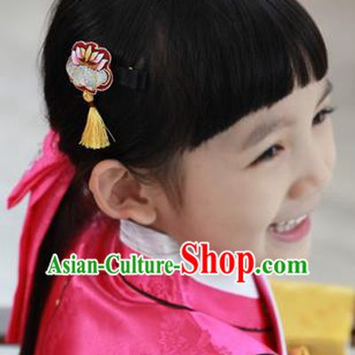 Traditional Korean Hair Accessories Embroidered Hair Claw, Asian Korean Fashion Headwear Hair Stick for Kids