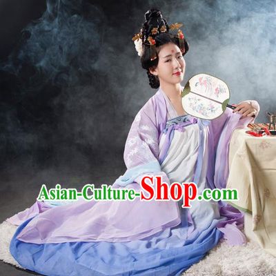 Asian China Tang Dynasty Palace Lady Embroidered Costume, Traditional Ancient Chinese Imperial Concubine Hanfu Clothing for Women