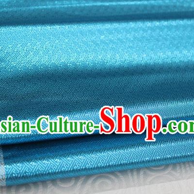 Chinese Traditional Royal Palace Pattern Mongolian Robe Lake Blue Brocade Fabric, Chinese Ancient Emperor Costume Drapery Hanfu Tang Suit Material