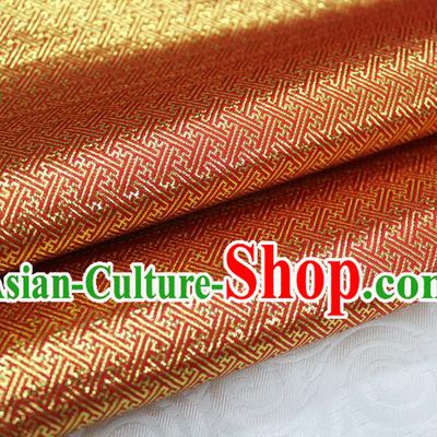 Chinese Traditional Royal Palace Pattern Mongolian Robe Red Golden Brocade Fabric, Chinese Ancient Emperor Costume Drapery Hanfu Tang Suit Material