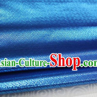 Chinese Traditional Royal Palace Pattern Mongolian Robe Royalblue Brocade Fabric, Chinese Ancient Emperor Costume Drapery Hanfu Tang Suit Material