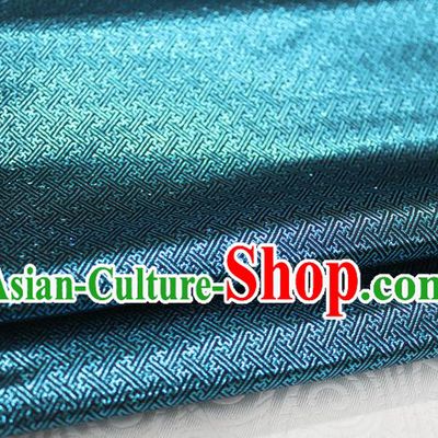 Chinese Traditional Royal Palace Pattern Mongolian Robe Blue Brocade Fabric, Chinese Ancient Emperor Costume Drapery Hanfu Tang Suit Material