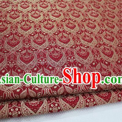 Chinese Traditional Royal Palace Pattern Mongolian Robe Red Brocade Cheongsam Fabric, Chinese Ancient Costume Drapery Hanfu Tang Suit Material