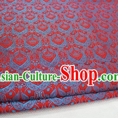 Chinese Traditional Royal Palace Pattern Mongolian Robe Red Brocade Cheongsam Fabric, Chinese Ancient Costume Drapery Hanfu Tang Suit Material