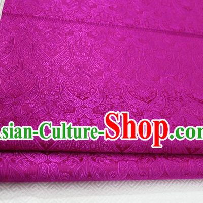 Chinese Traditional Royal Palace Pattern Mongolian Robe Rosy Brocade Cheongsam Fabric, Chinese Ancient Costume Drapery Hanfu Tang Suit Material