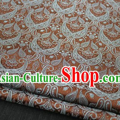 Chinese Traditional Royal Palace Pattern Mongolian Robe Coffee Brocade Cheongsam Fabric, Chinese Ancient Costume Drapery Hanfu Tang Suit Material