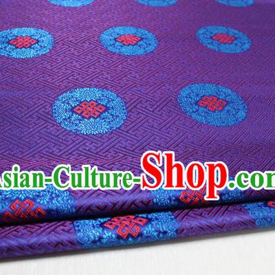 Chinese Traditional Royal Palace Pattern Mongolian Robe Purple Tapestry Cheongsam Fabric, Chinese Ancient Costume Satin Hanfu Tang Suit Material