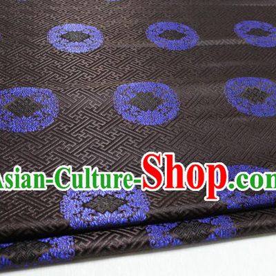 Chinese Traditional Royal Palace Pattern Mongolian Robe Coffee Tapestry Cheongsam Brocade Fabric, Chinese Ancient Costume Satin Hanfu Tang Suit Material