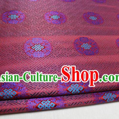 Chinese Traditional Royal Palace Pattern Mongolian Robe Red Tapestry Cheongsam Brocade Fabric, Chinese Ancient Costume Satin Hanfu Tang Suit Material