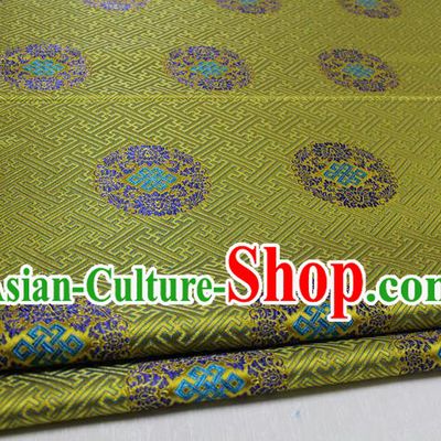 Chinese Traditional Royal Palace Pattern Mongolian Robe Green Tapestry Cheongsam Brocade Fabric, Chinese Ancient Costume Satin Hanfu Tang Suit Material