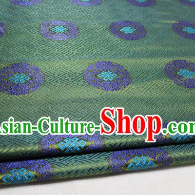Chinese Traditional Royal Palace Pattern Mongolian Robe Deep Green Tapestry Cheongsam Brocade Fabric, Chinese Ancient Costume Satin Hanfu Tang Suit Material