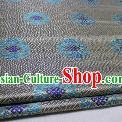 Chinese Traditional Royal Palace Pattern Mongolian Robe Grey Tapestry Cheongsam Brocade Fabric, Chinese Ancient Costume Satin Hanfu Tang Suit Material