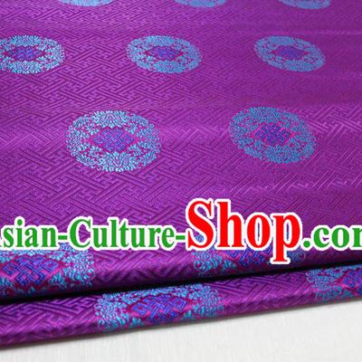 Chinese Traditional Royal Palace Pattern Mongolian Robe Purple Tapestry Cheongsam Brocade Fabric, Chinese Ancient Costume Satin Hanfu Tang Suit Material