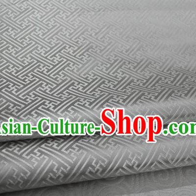 Chinese Traditional Royal Palace Pattern Mongolian Robe White Brocade Fabric, Chinese Ancient Costume Satin Hanfu Tang Suit Material