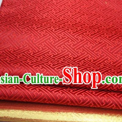 Chinese Traditional Royal Palace Pattern Mongolian Robe Red Brocade Fabric, Chinese Ancient Costume Satin Hanfu Tang Suit Material