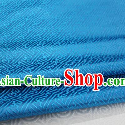Chinese Traditional Royal Palace Pattern Mongolian Robe Light Blue Brocade Fabric, Chinese Ancient Costume Satin Hanfu Tang Suit Material