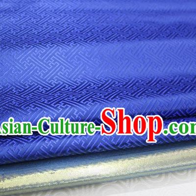 Chinese Traditional Royal Palace Pattern Mongolian Robe Royalblue Brocade Fabric, Chinese Ancient Costume Satin Hanfu Tang Suit Material