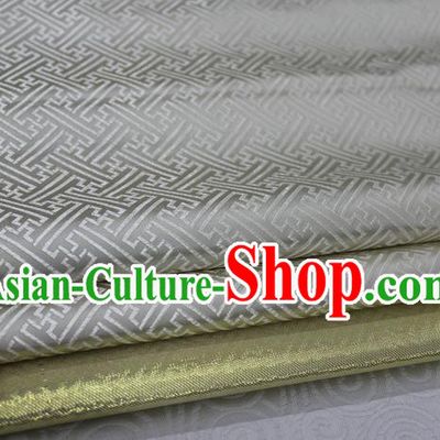 Chinese Traditional Royal Palace Pattern Mongolian Robe White Brocade Fabric, Chinese Ancient Costume Satin Hanfu Tang Suit Material