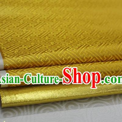 Chinese Traditional Royal Palace Pattern Mongolian Robe Golden Brocade Fabric, Chinese Ancient Costume Satin Hanfu Tang Suit Material