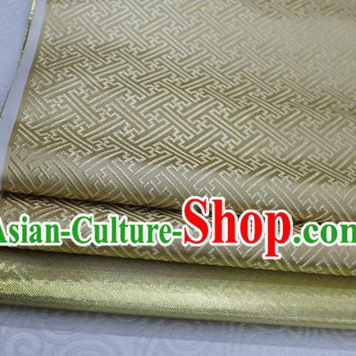 Chinese Traditional Royal Palace Pattern Mongolian Robe Light Golden Brocade Fabric, Chinese Ancient Costume Satin Hanfu Tang Suit Material