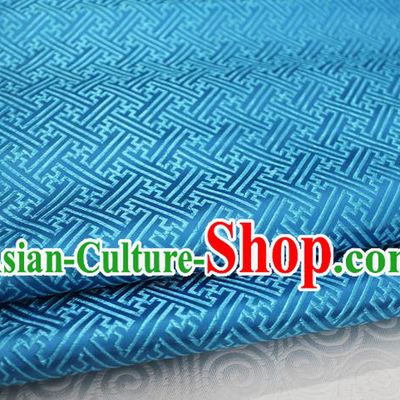 Chinese Traditional Royal Palace Pattern Mongolian Robe Light Blue Brocade Fabric, Chinese Ancient Costume Satin Hanfu Tang Suit Material
