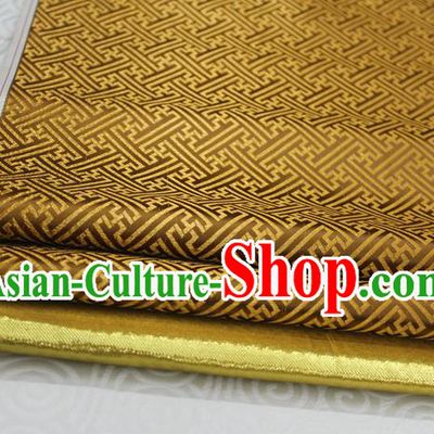 Chinese Traditional Royal Palace Pattern Mongolian Robe Mud Golden Brocade Fabric, Chinese Ancient Costume Satin Hanfu Tang Suit Material