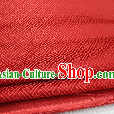 Chinese Traditional Royal Palace Pattern Mongolian Robe Red Brocade Fabric, Chinese Ancient Costume Satin Hanfu Tang Suit Material