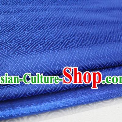 Chinese Traditional Royal Palace Pattern Mongolian Robe Deep Blue Brocade Fabric, Chinese Ancient Costume Satin Hanfu Tang Suit Material