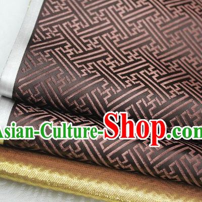 Chinese Traditional Royal Palace Pattern Mongolian Robe Brown Brocade Fabric, Chinese Ancient Costume Satin Hanfu Tang Suit Material