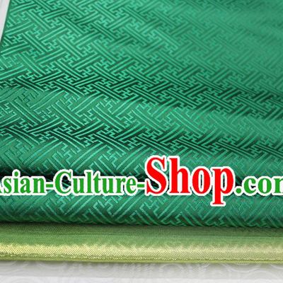 Chinese Traditional Royal Palace Pattern Mongolian Robe Deep Green Brocade Fabric, Chinese Ancient Costume Satin Hanfu Tang Suit Material