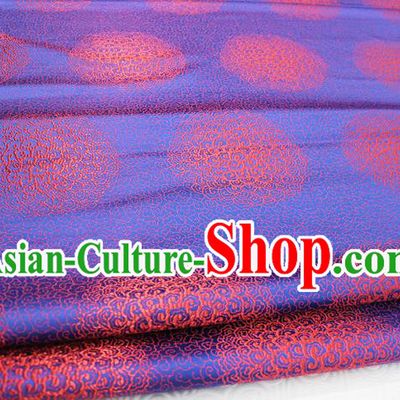 Chinese Traditional Royal Palace Mongolian Robe Blue Brocade Cheongsam Fabric, Chinese Ancient Costume Satin Hanfu Tang Suit Material