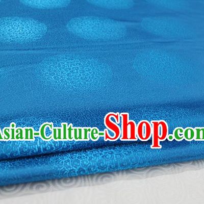Chinese Traditional Royal Palace Mongolian Robe Blue Brocade Cheongsam Fabric, Chinese Ancient Costume Satin Hanfu Tang Suit Material