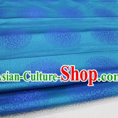 Chinese Traditional Royal Palace Mongolian Robe Light Blue Brocade Cheongsam Fabric, Chinese Ancient Costume Satin Hanfu Tang Suit Material