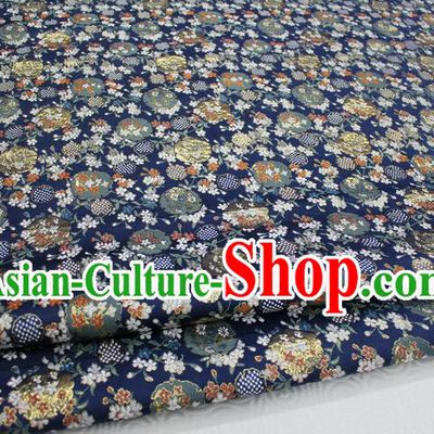 Chinese Traditional Royal Palace Kimono Navy Brocade Cheongsam Fabric, Chinese Ancient Costume Satin Hanfu Tang Suit Material