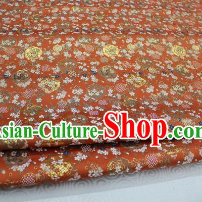 Chinese Traditional Royal Palace Kimono Orange Brocade Cheongsam Fabric, Chinese Ancient Costume Satin Hanfu Tang Suit Material