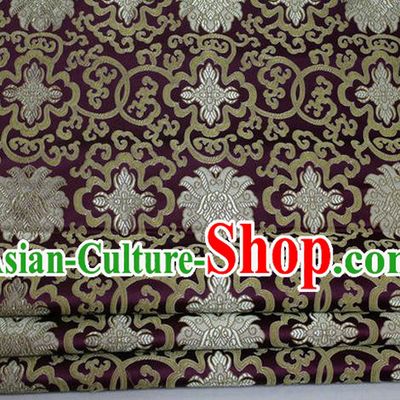 Chinese Traditional Royal Palace Rich Flowers Pattern Amaranth Brocade Cheongsam Fabric, Chinese Ancient Costume Satin Hanfu Tang Suit Material