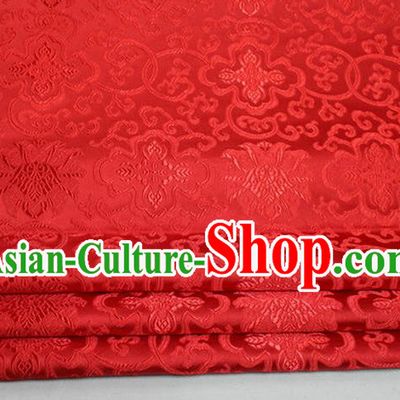 Chinese Traditional Royal Palace Rich Flowers Pattern Red Brocade Cheongsam Fabric, Chinese Ancient Costume Satin Hanfu Tang Suit Material