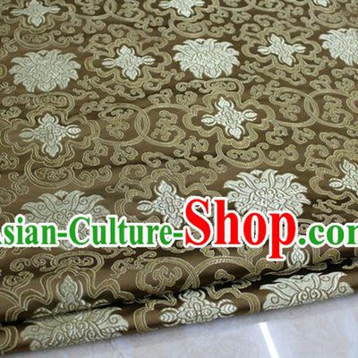 Chinese Traditional Royal Palace Rich Flowers Pattern Bronze Brocade Cheongsam Fabric, Chinese Ancient Costume Satin Hanfu Tang Suit Material